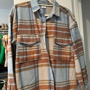 Ford Bronco Blue and Brown Plaid Utility Jacket